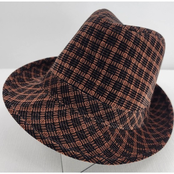 True Gear 100% Wool Fedora Brown Black Plaid Tweed - Picture 1 of 12
